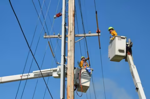 construction working on power lines